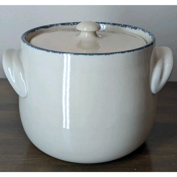 Vintage Home & Garden Party Fruit Pattern Bean Pot Casserole Crock W/ Lid 2004 - Picture 5 of 11